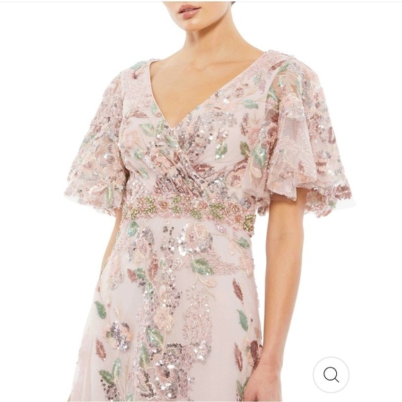 Mac Duggal FLORAL EMBELLISHED SHORT SLEEVE GOWN size 8 Sold ou… - Picture 5 of 17